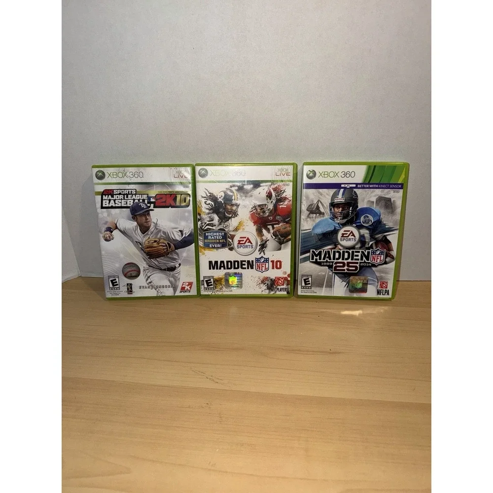 Madden NFL 10, NFL 25, MLB 2K10 (Microsoft Xbox 360) Video Game Bundle Lot of 3